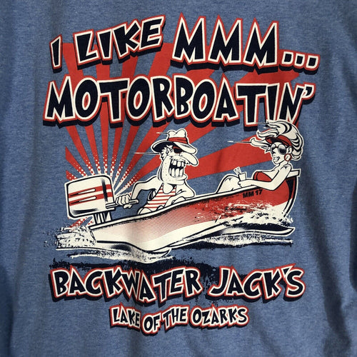 Backwater Jacks Lake of the Ozarks Novelty T Shirt Mens Size Large Color Blue