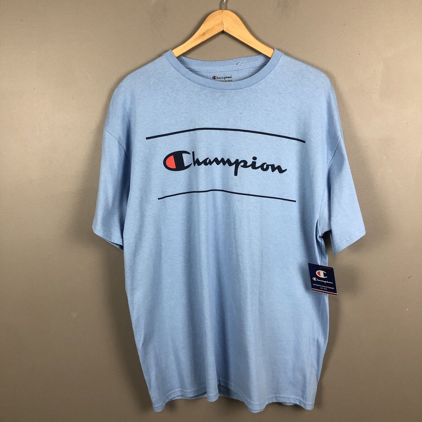 Champion Men’s T-Shirt Size XL Light Blue Short Sleeve Pullover NWT