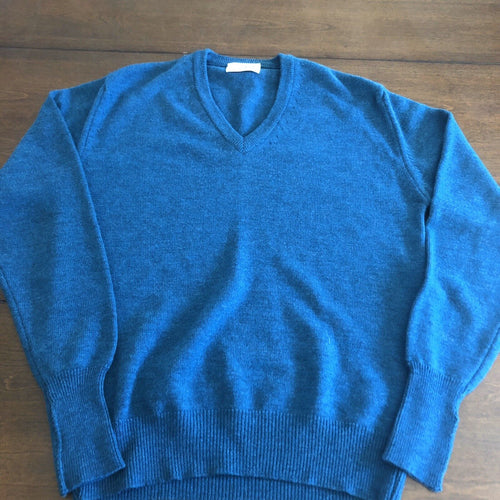 Cash Wool Lord Jeff Extra Fine Merino Wool Spun In Italy Size Medium Color Blue