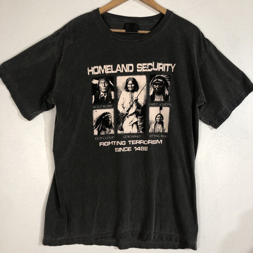 Comfort Colors Homeland Security T-Shirt Size L Multicolor Indian Theme Novelty