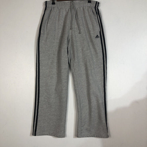 Adidas Sweatpants Adult Size Medium Color Gray With Blue Stripes Heavyweight