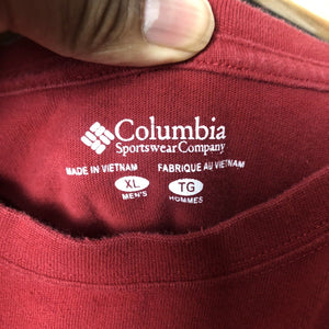 Columbia Mens T-shirt Size XL Maroon Short Sleeve Pullover