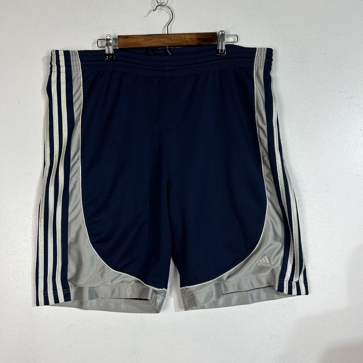 Adidas Mens Basketball Shorts Medium Blue Drawstring Pre Owned