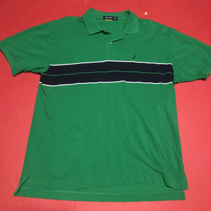 Nauticaa Short Sleeve Polo Shirt Men’s Size XL Green, Blue And White (0802)