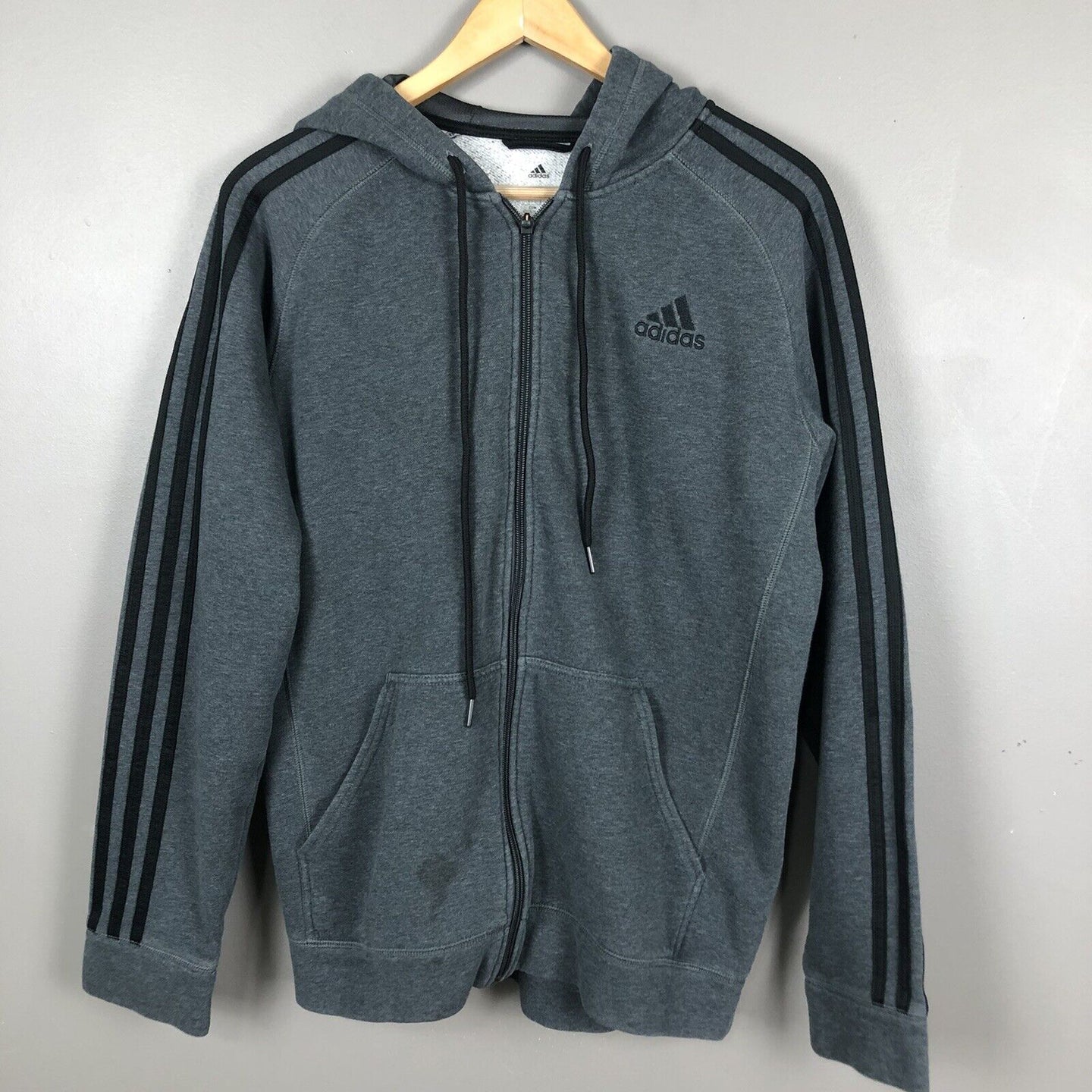 Adidas Full Zip Hoodie Men’s Small Gray And Black Long Sleeve